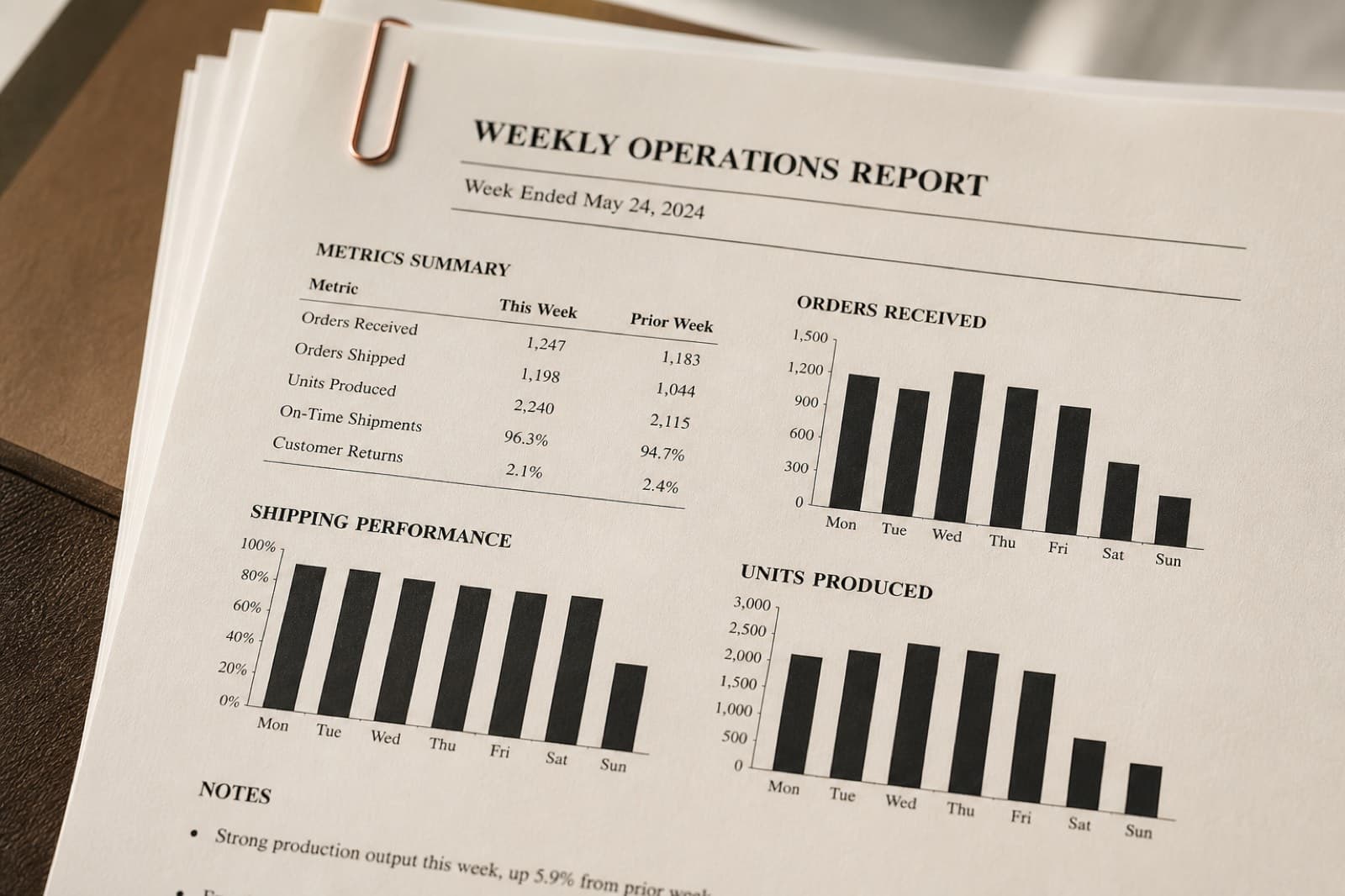 Printed reports with charts